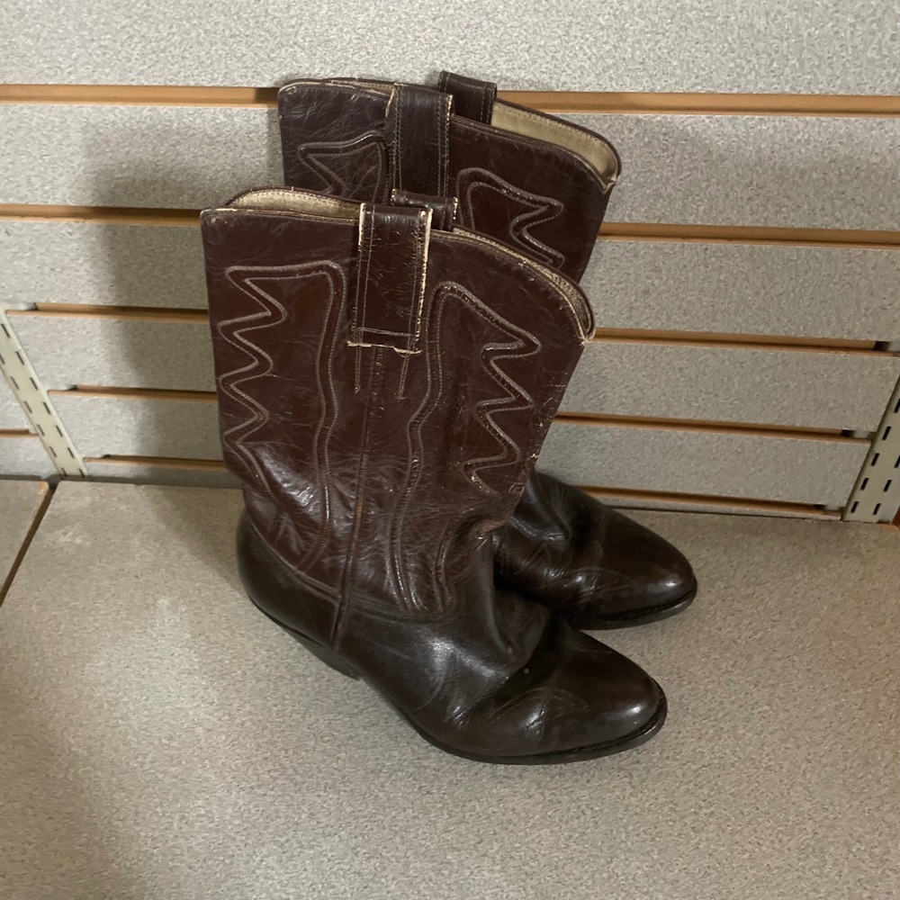 Vintage Brown Leather‎ Cowboy Boots Western Style Heeled Bilt Rite Menswear 8.5